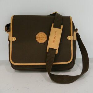 Lancel Paris Depuis 1876 Unisex Laptop/Messenger Bag, Nylon Body Leather Trim